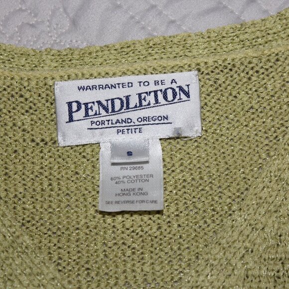Pendleton Cotton Blend Cardigan Green Size Small Petite - Picture 3 of 5